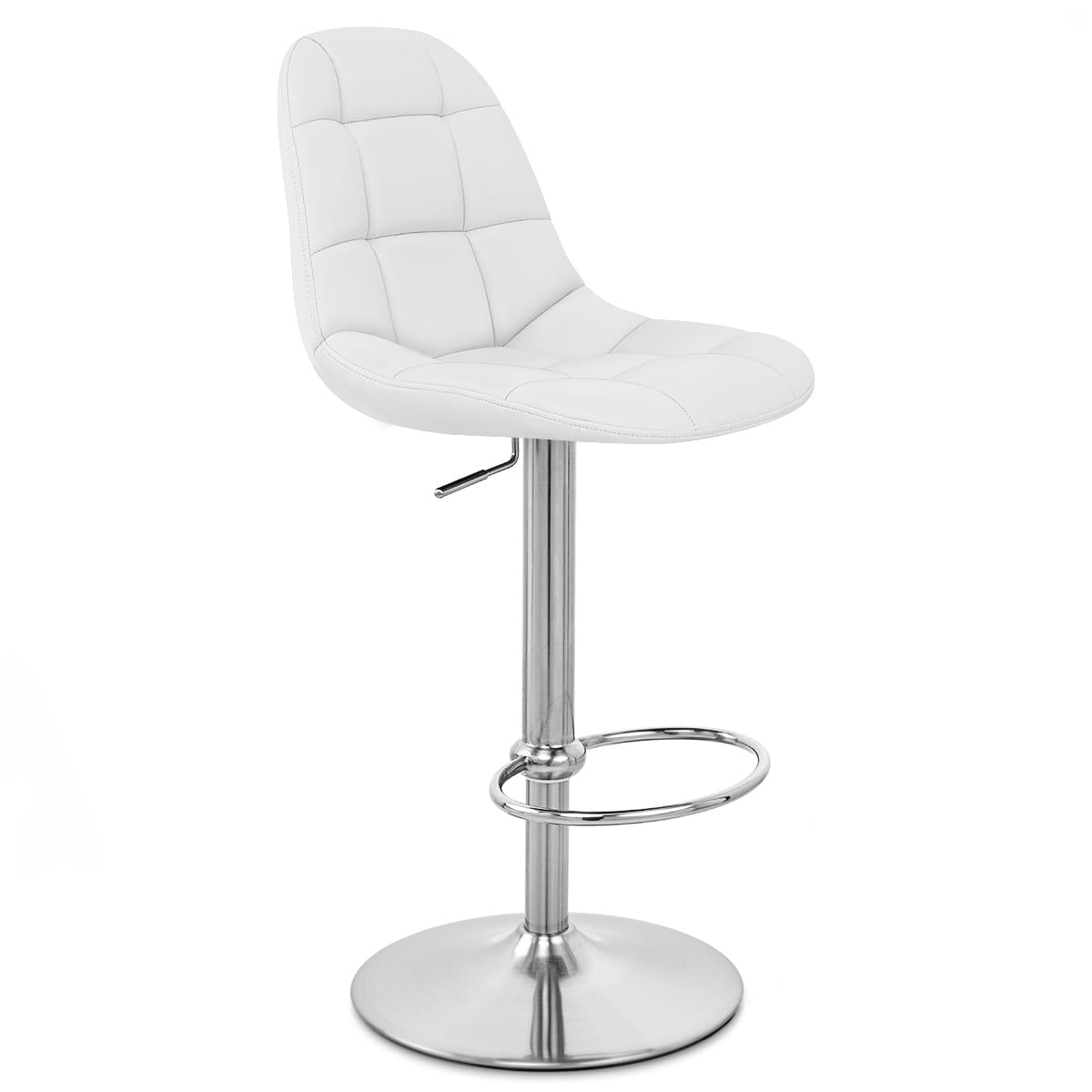 Rochelle Brushed Steel Stool White