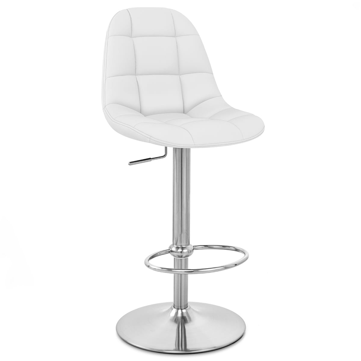 Rochelle Brushed Steel Stool White
