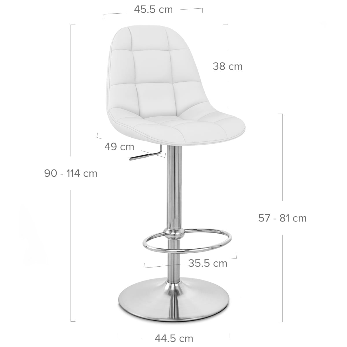 Rochelle Brushed Steel Stool White