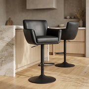 Rome Real Leather Gas Lift Stool Black