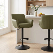 Rome Real Leather Gas Lift Stool Green