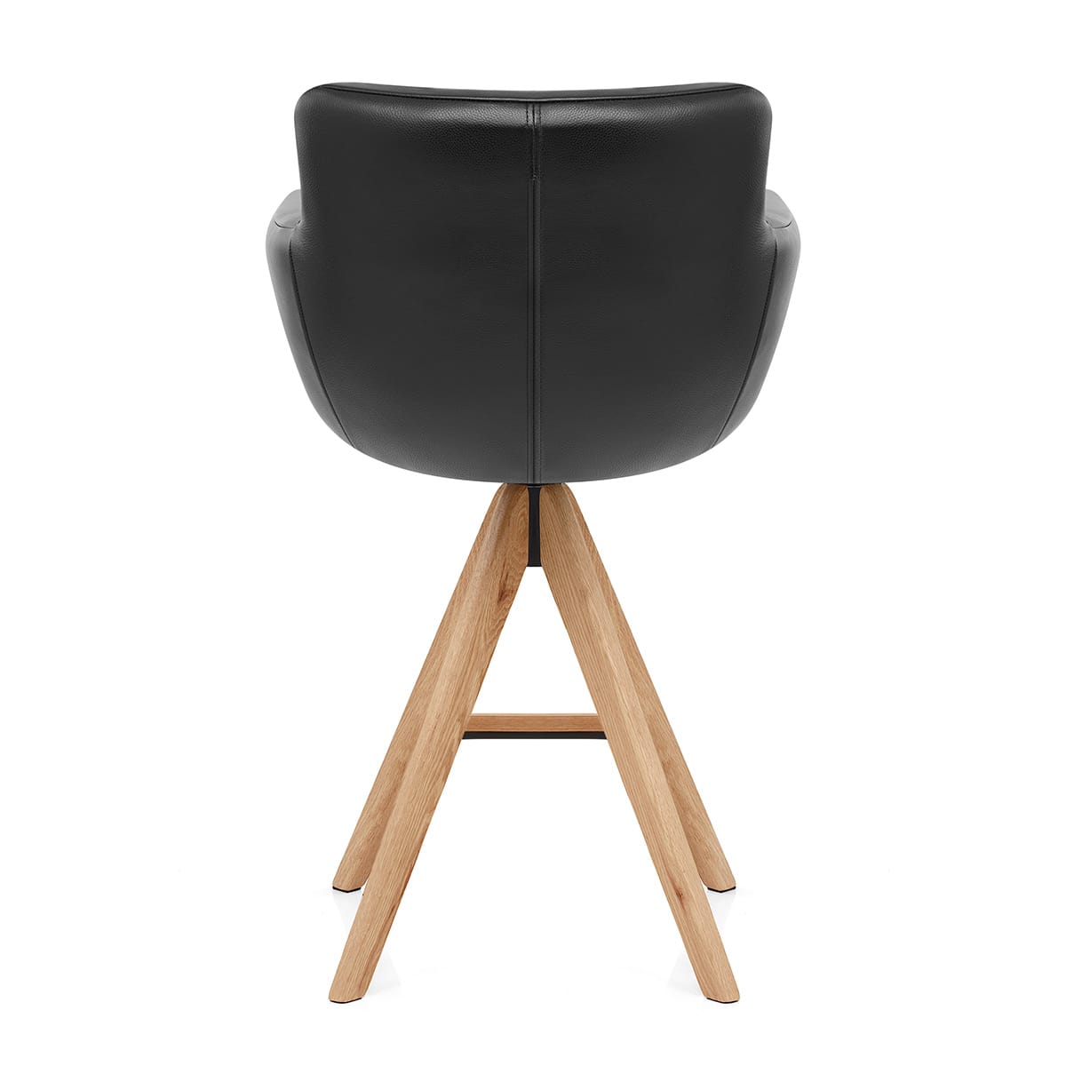 Rome Real Leather Wooden Stool Black