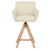 Rome Real Leather Wooden Stool Cream