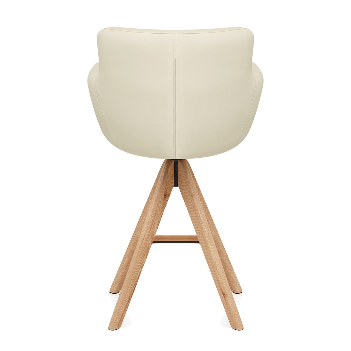 Rome Real Leather Wooden Stool Cream