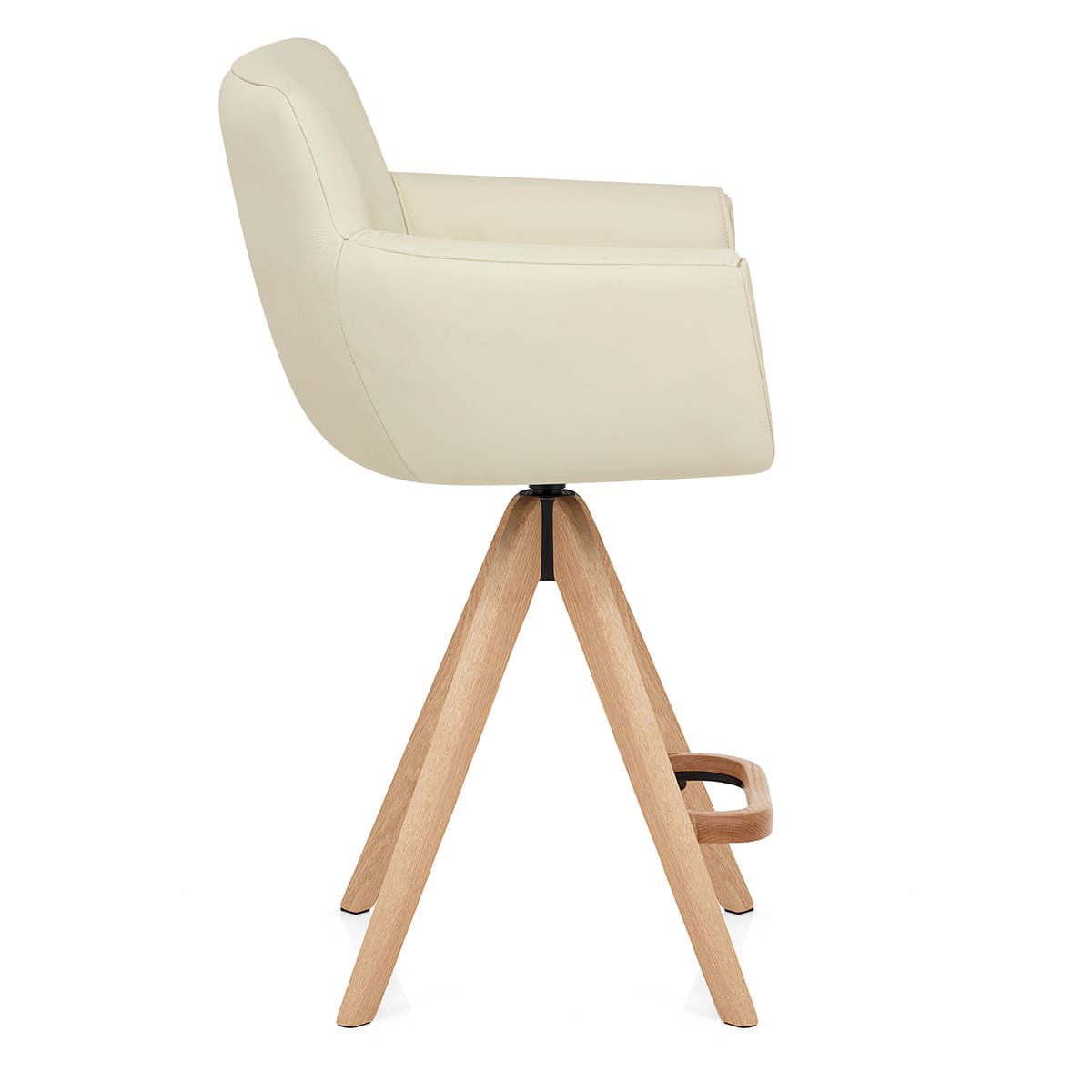 Rome Real Leather Wooden Stool Cream