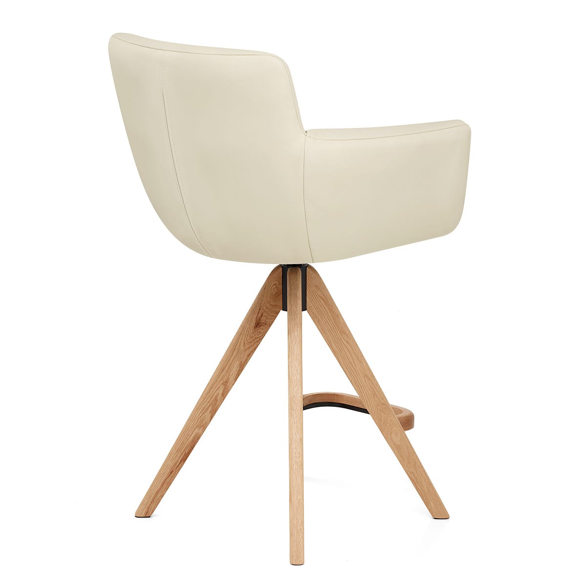 Rome Real Leather Wooden Stool Cream