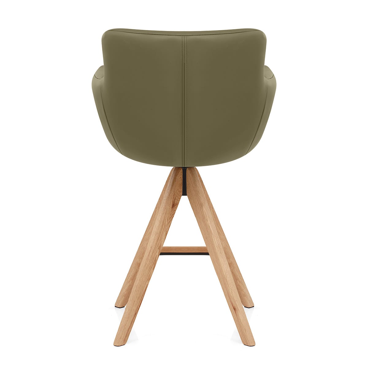 Rome Real Leather Wooden Stool Green