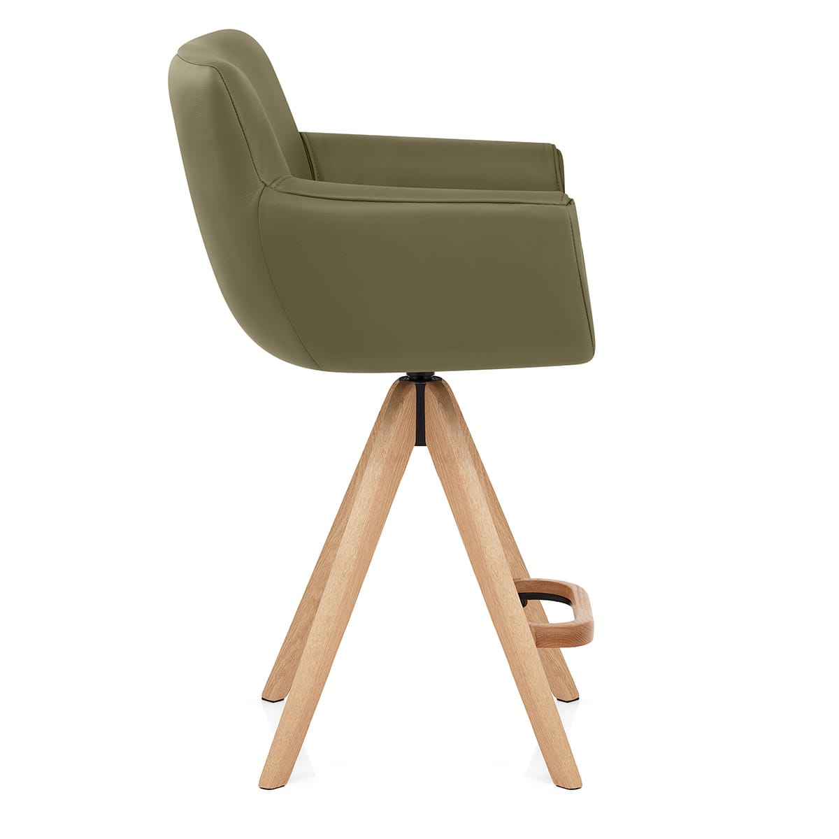 Rome Real Leather Wooden Stool Green