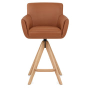 Rome Real Leather Wooden Stool Tan