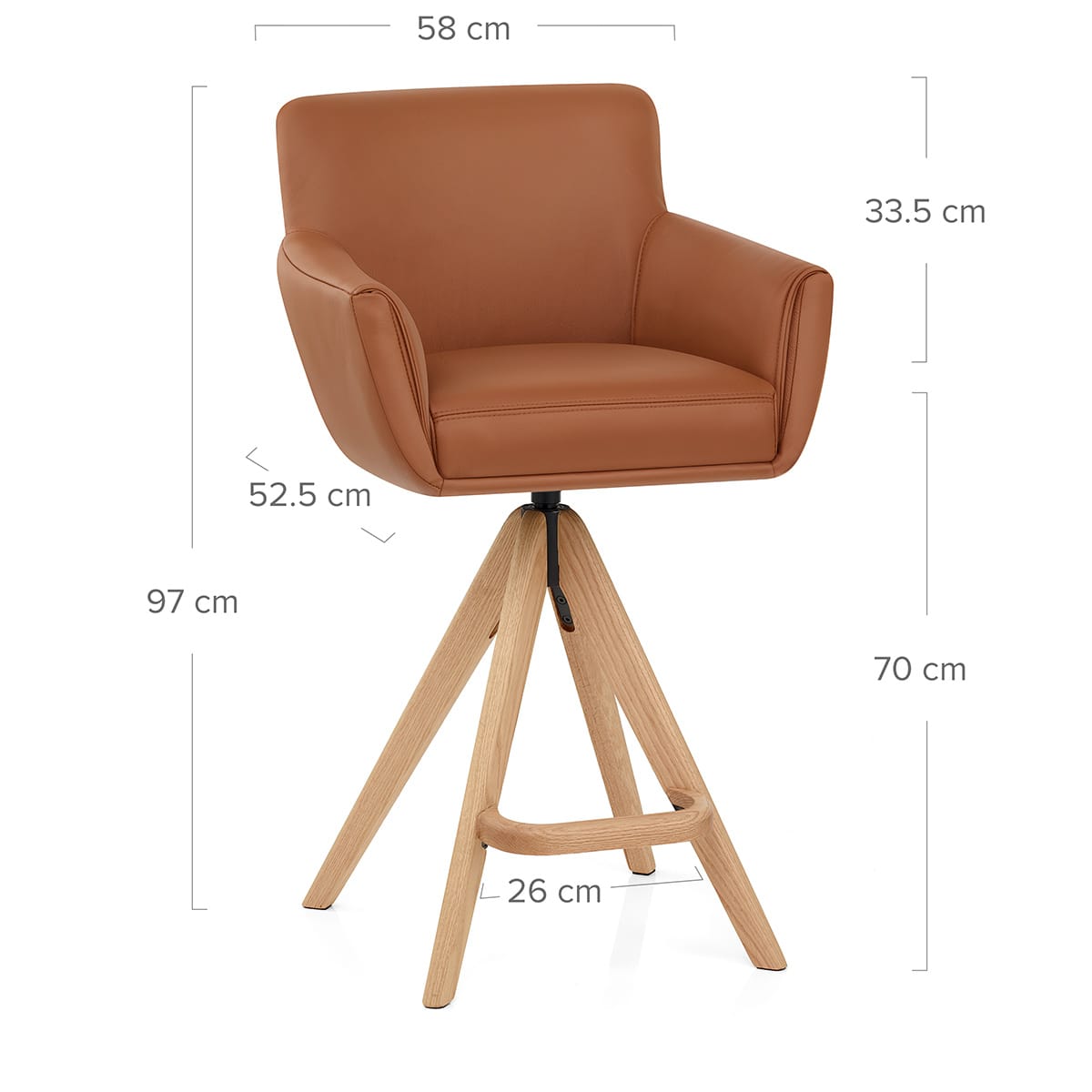 Rome Real Leather Wooden Stool Tan