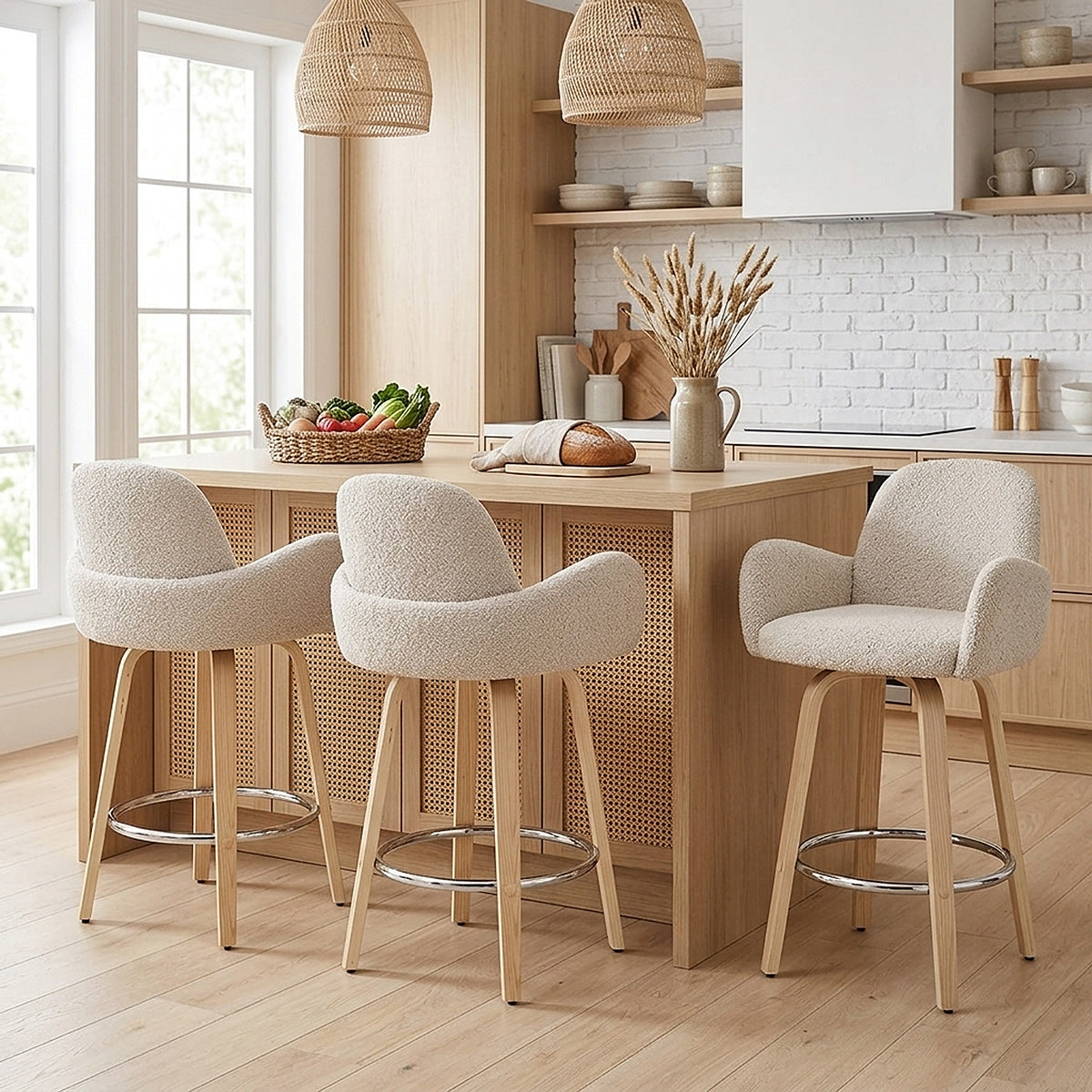 Romeo Bar Stool Cream Boucle