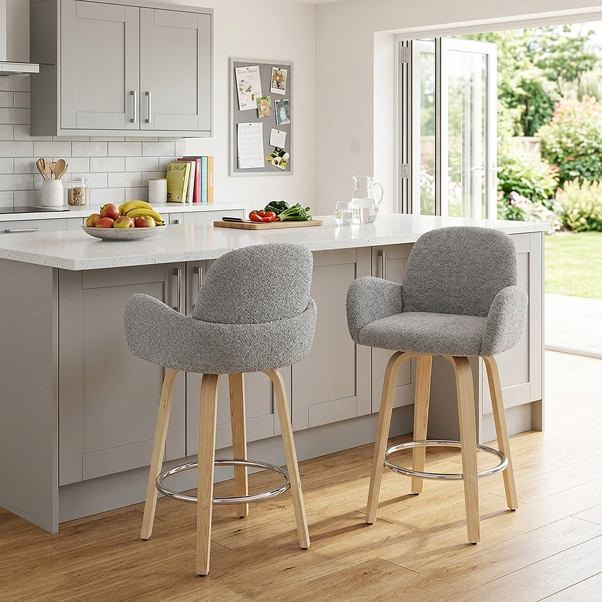 Romeo Bar Stool Light Grey Boucle
