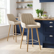 Rosa Oak Bar Stool Beige