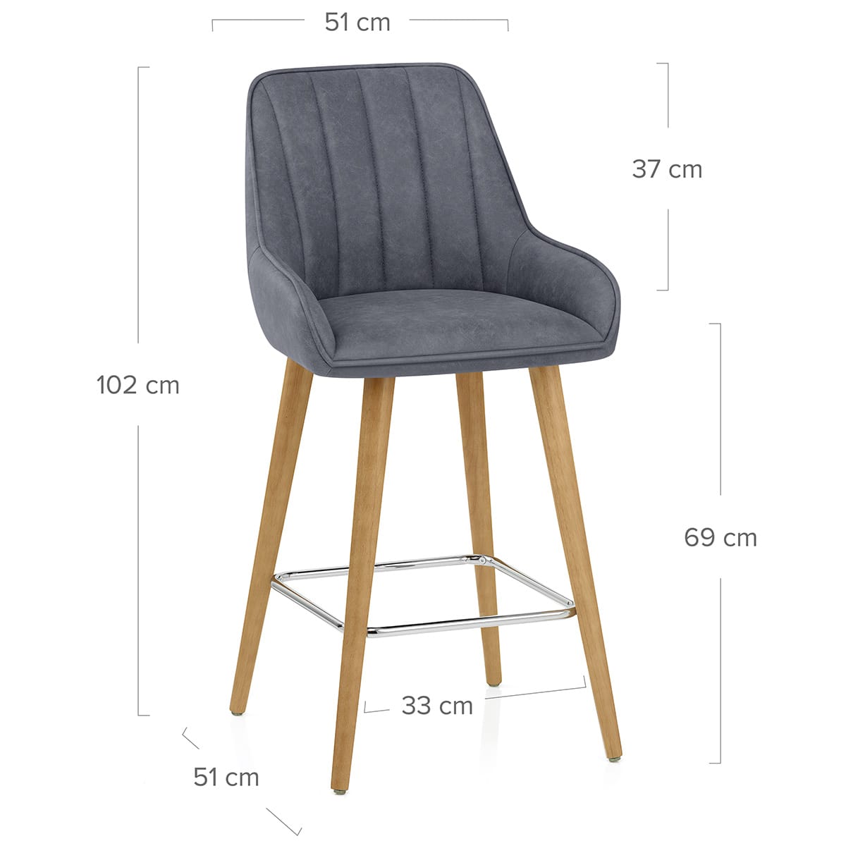 Rosa Oak Bar Stool Blue