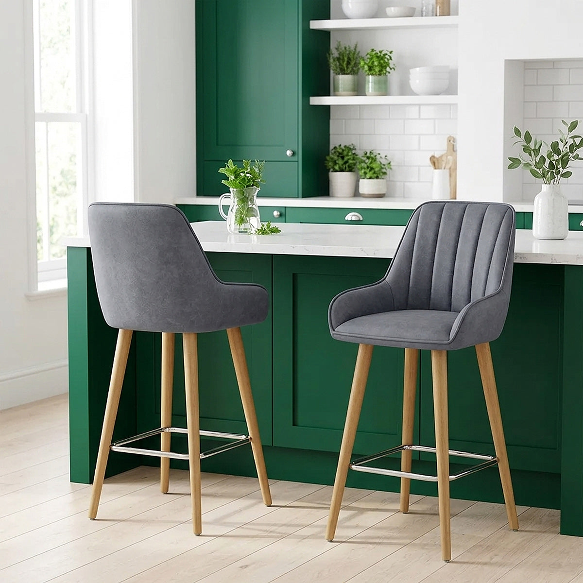 Rosa Oak Bar Stool Blue