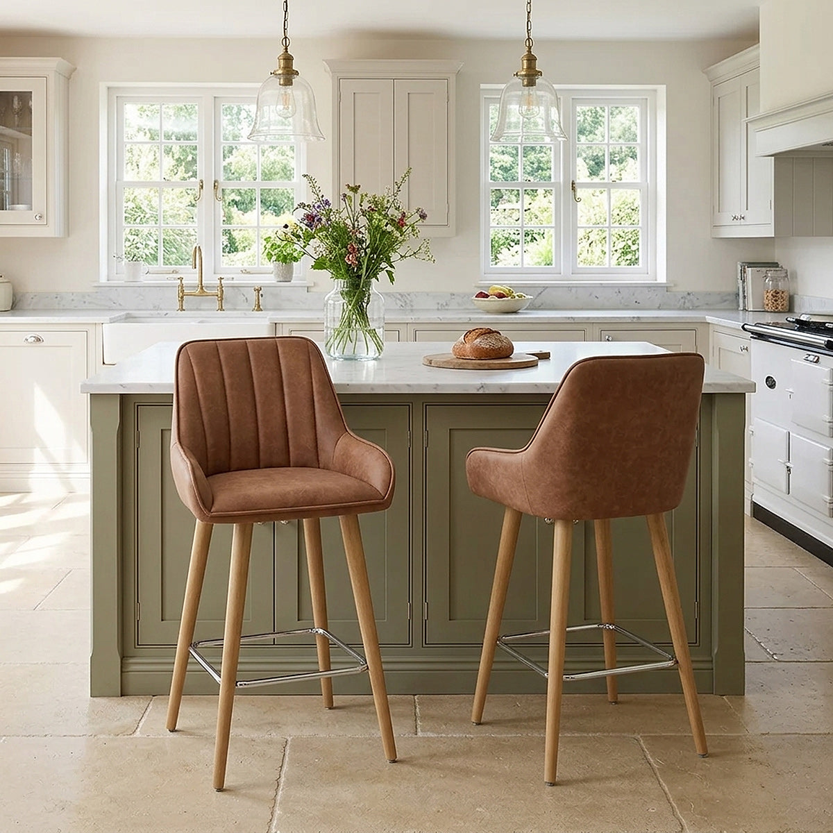Rosa Oak Bar Stool Tan