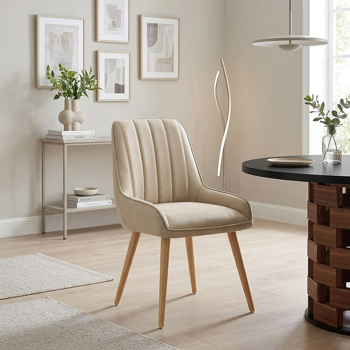 Rosa Oak Dining Chair Beige