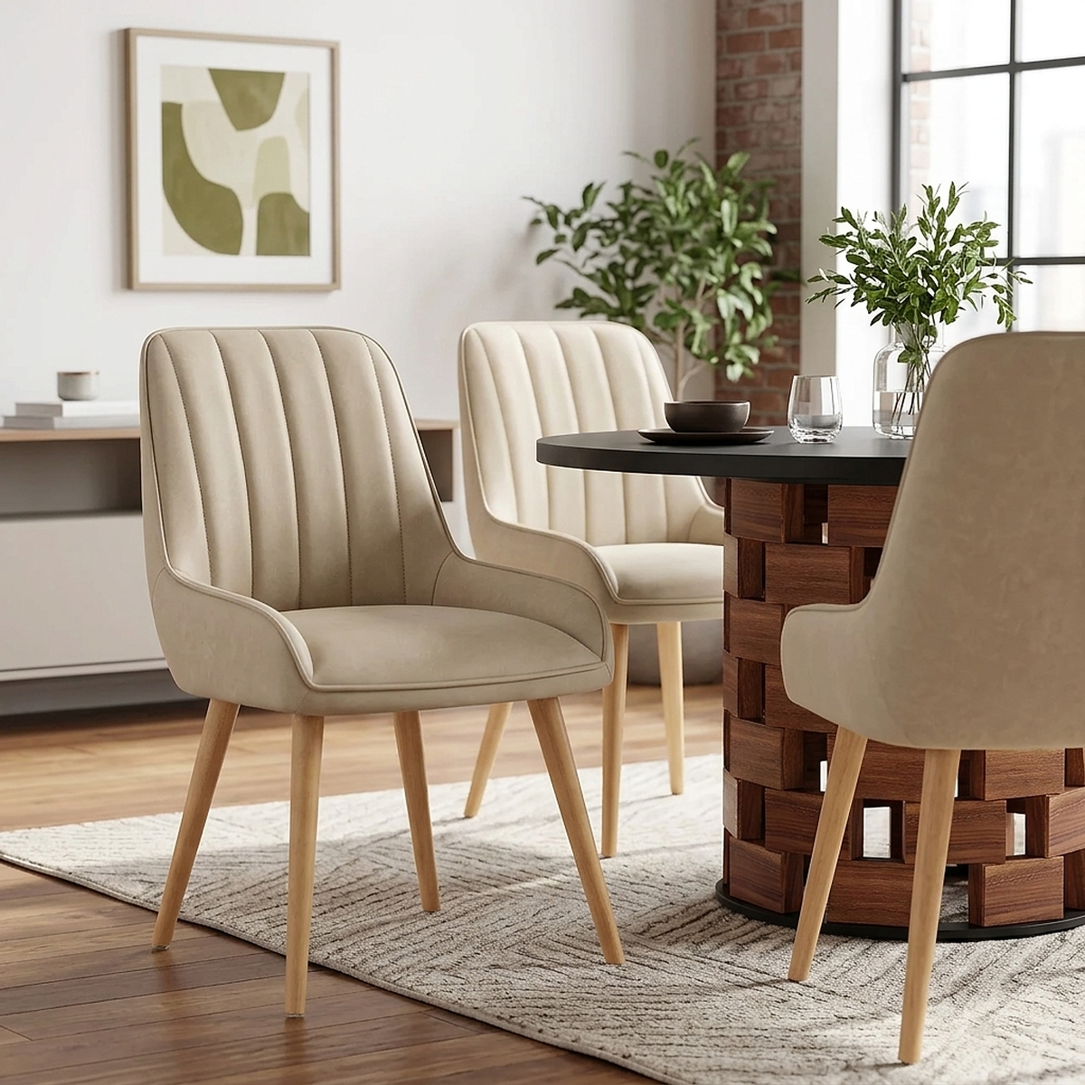 Rosa Oak Dining Chair Beige