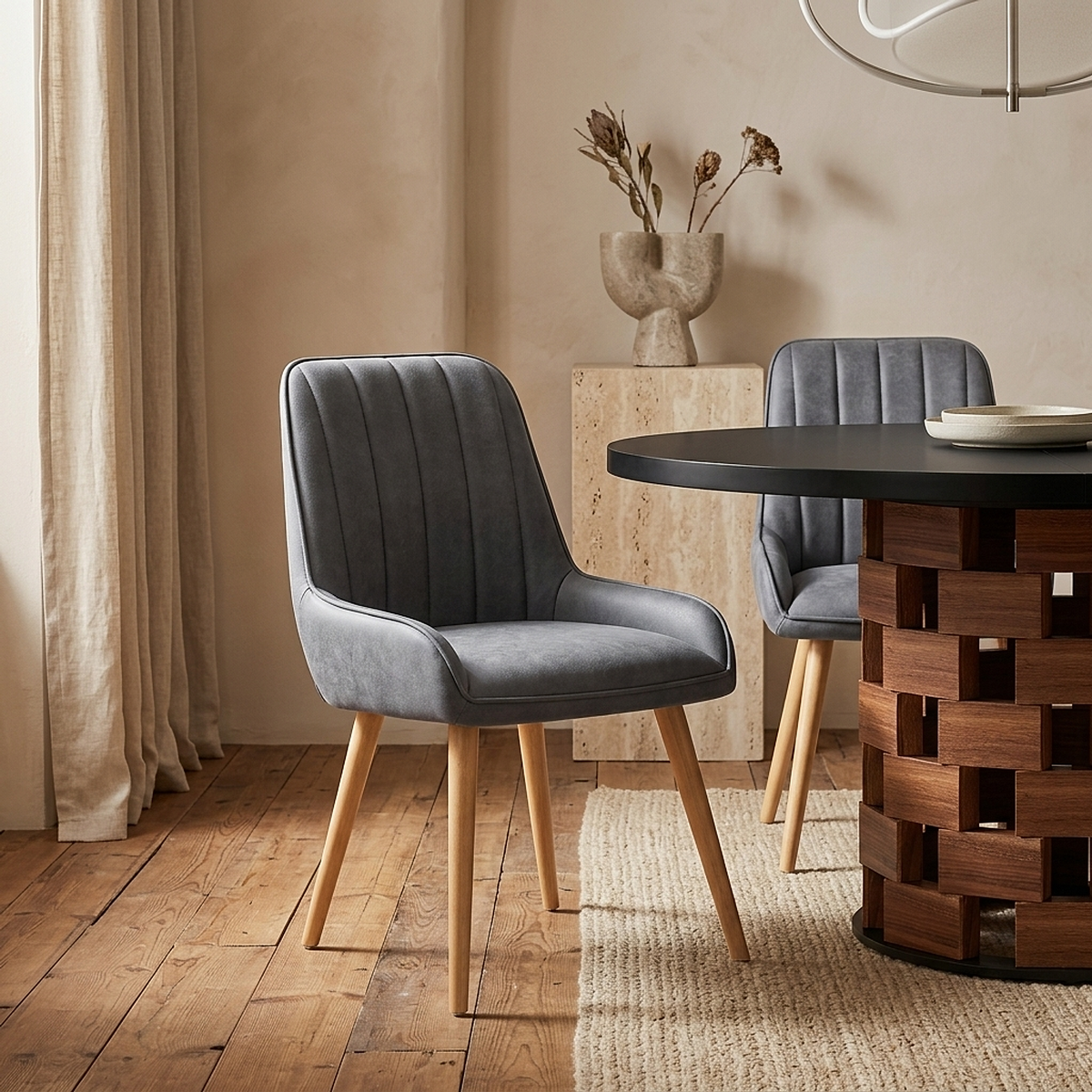 Rosa Oak Dining Chair Blue