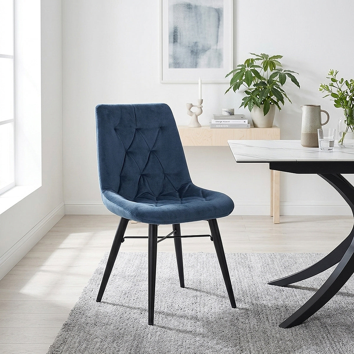 Roxy Dining Chair Blue Velvet