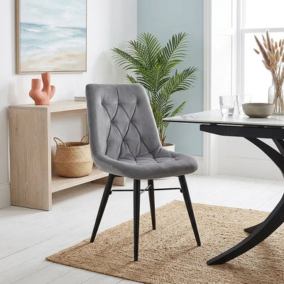 Roxy Dining Chair Grey Velvet