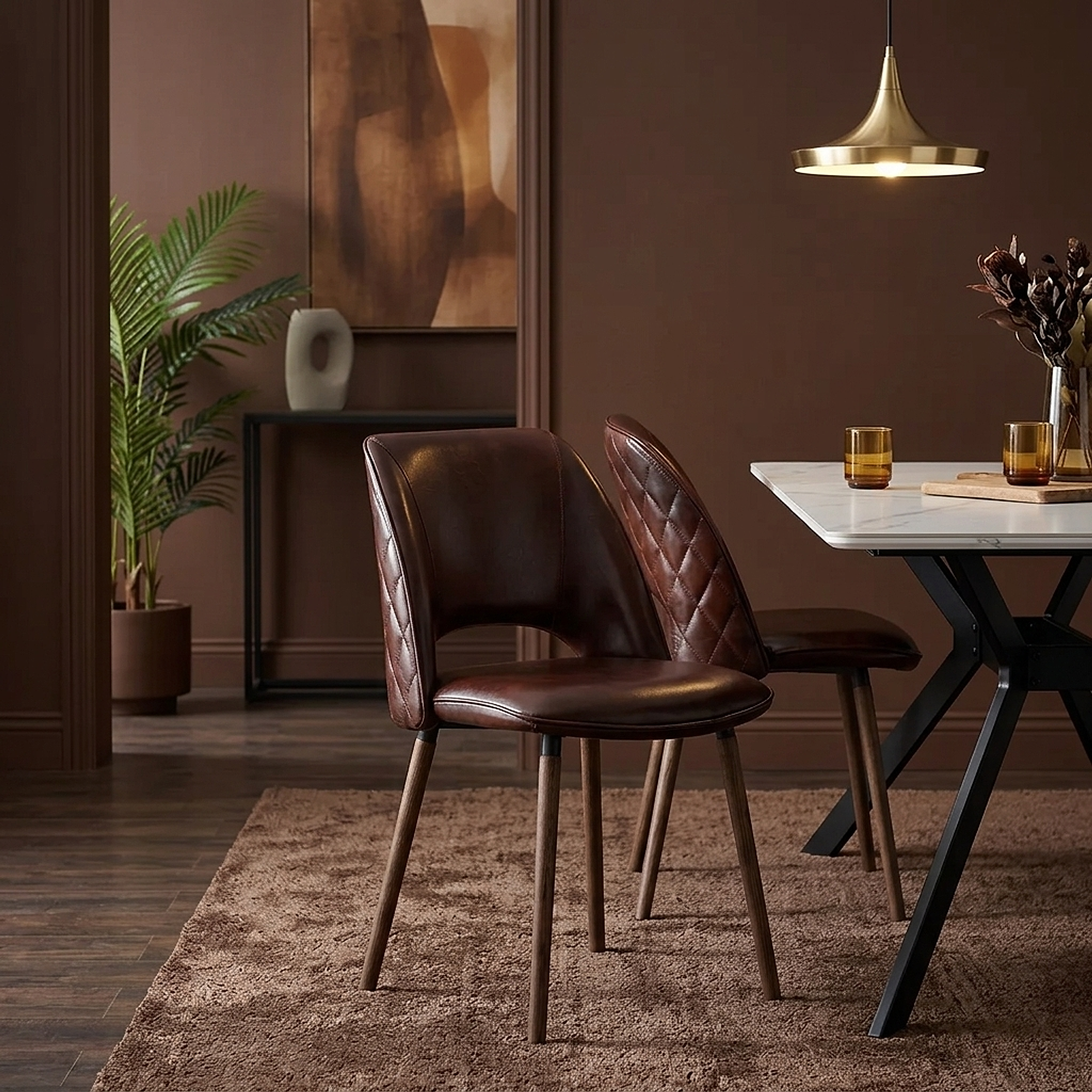 Santo Real Leather Chair Antique Brown