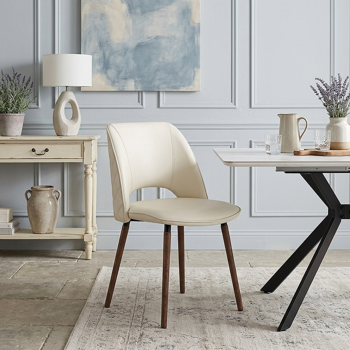 Santo Real Leather Chair Cream