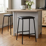 Sasha Real Leather Stool Black