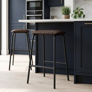 Sasha Real Leather Stool Brown