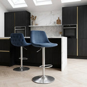 Scoop Brushed Stool Blue Velvet