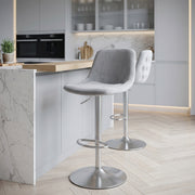 Scoop Brushed Stool Grey Velvet