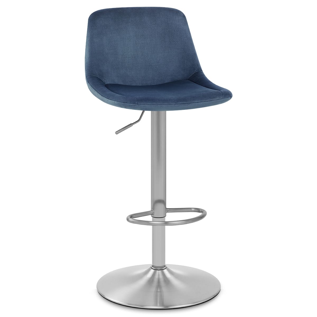 Scoop Brushed Stool Blue Velvet