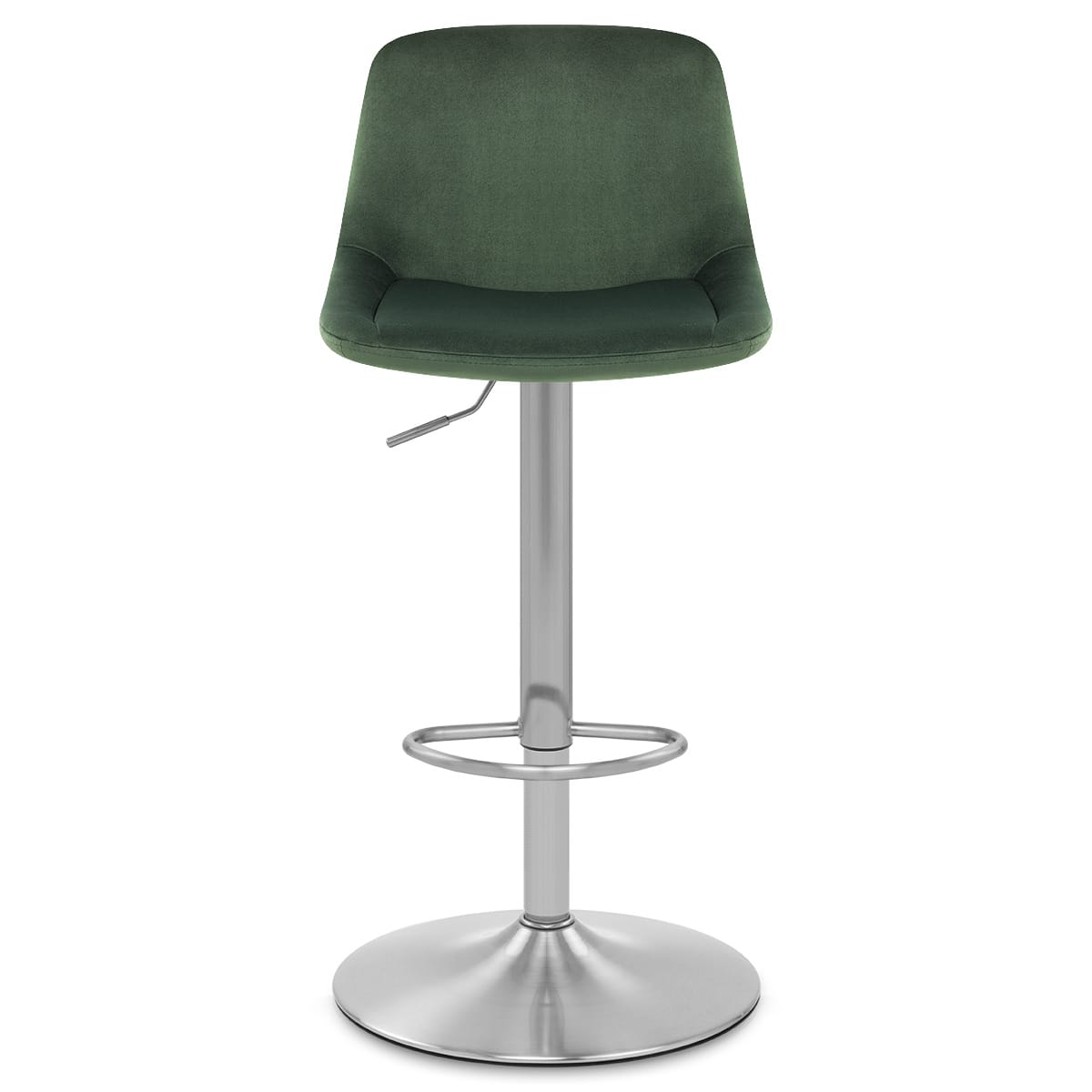 Scoop Brushed Stool Green Velvet
