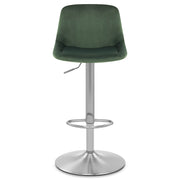 Scoop Brushed Stool Green Velvet