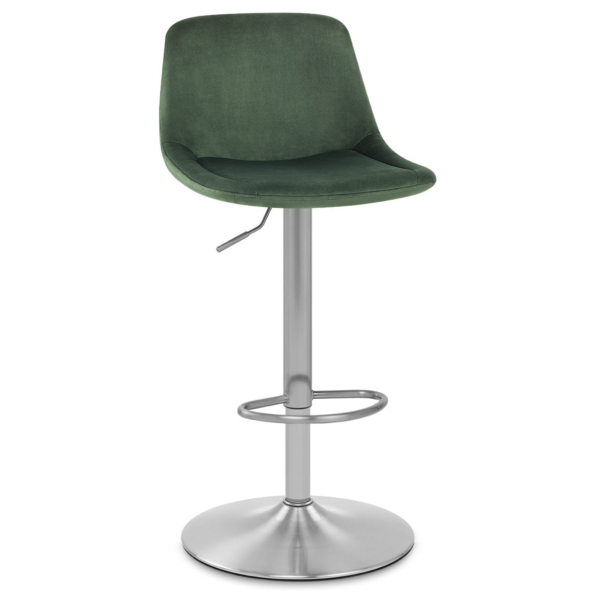 Scoop Brushed Stool Green Velvet