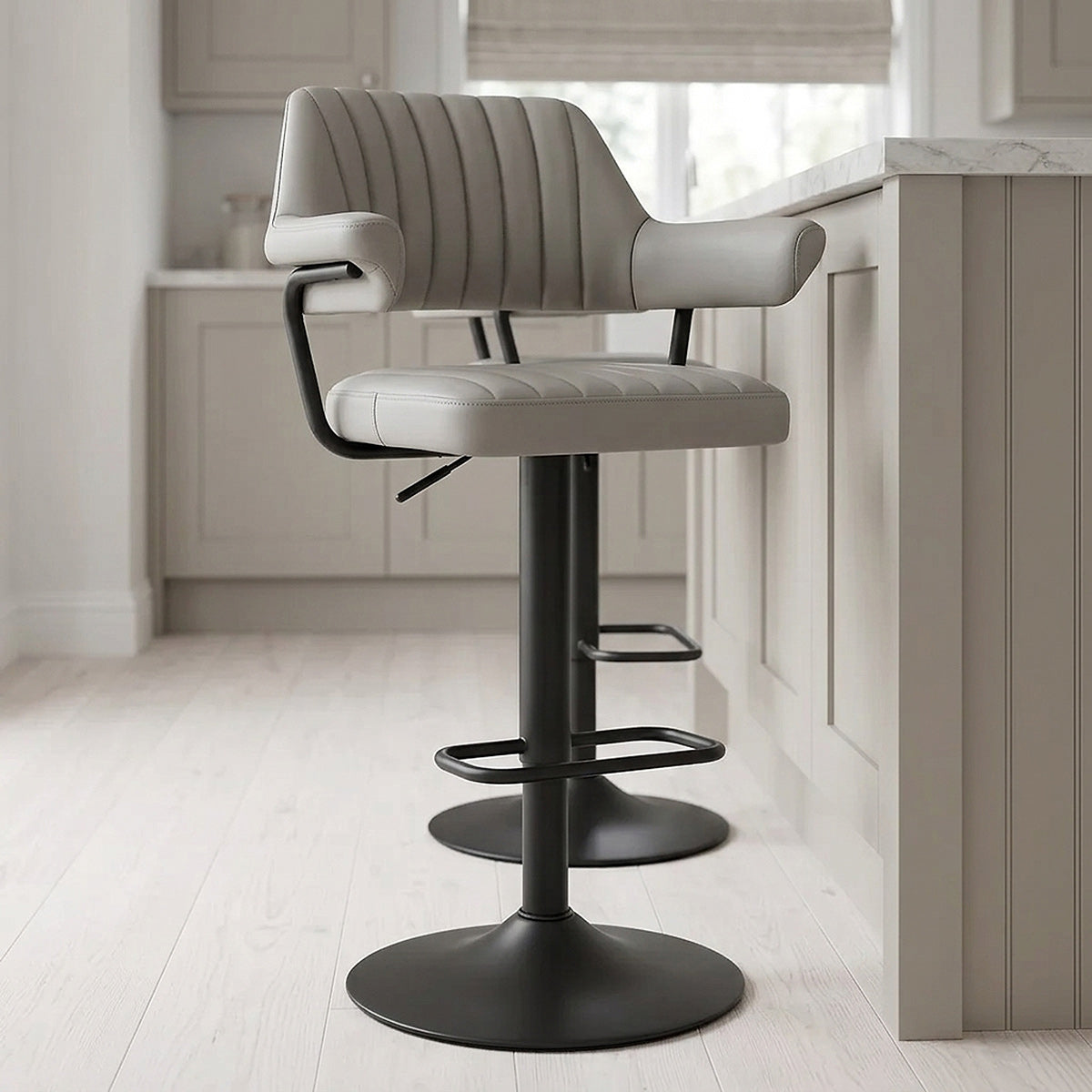 Scout Real Leather Stool Light Grey