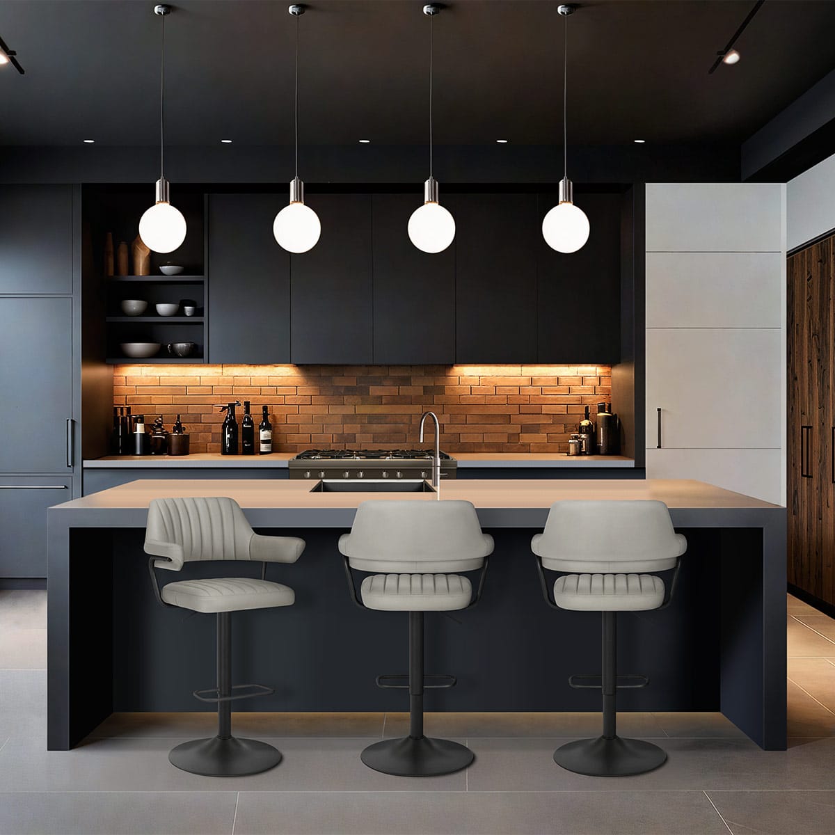 Scout Real Leather Stool Light Grey