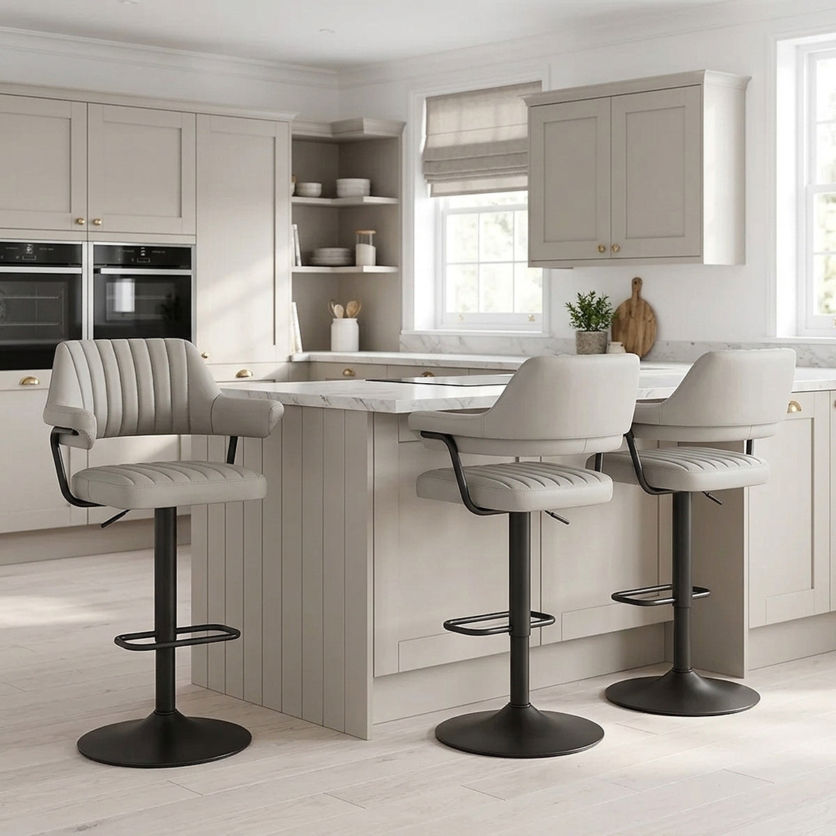 Scout Real Leather Stool Light Grey