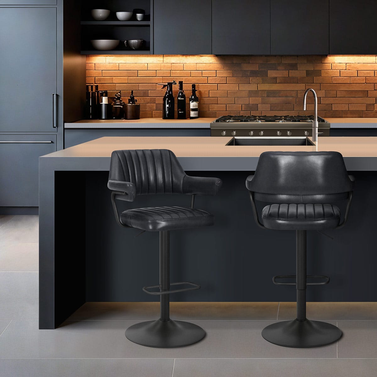 Scout Real Leather Stool Slate