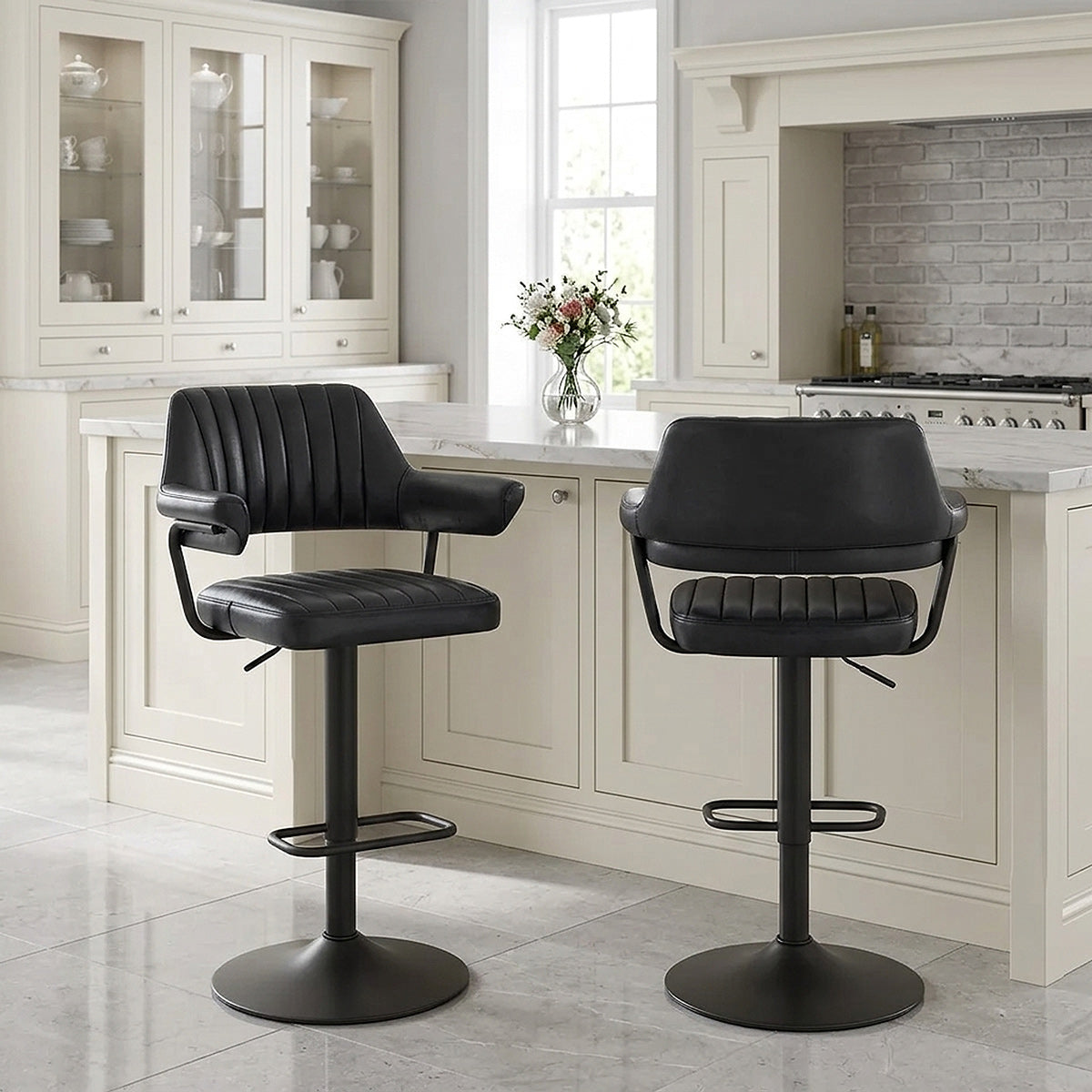 Scout Real Leather Stool Antique Charcoal