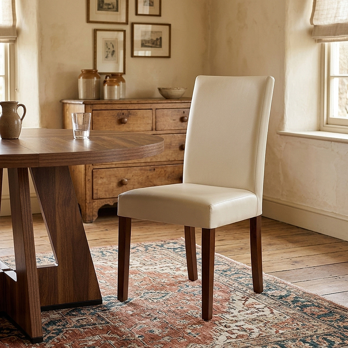 Severn 120cm Round Table & 4 Chicago Walnut Fabric Chairs Dining Set