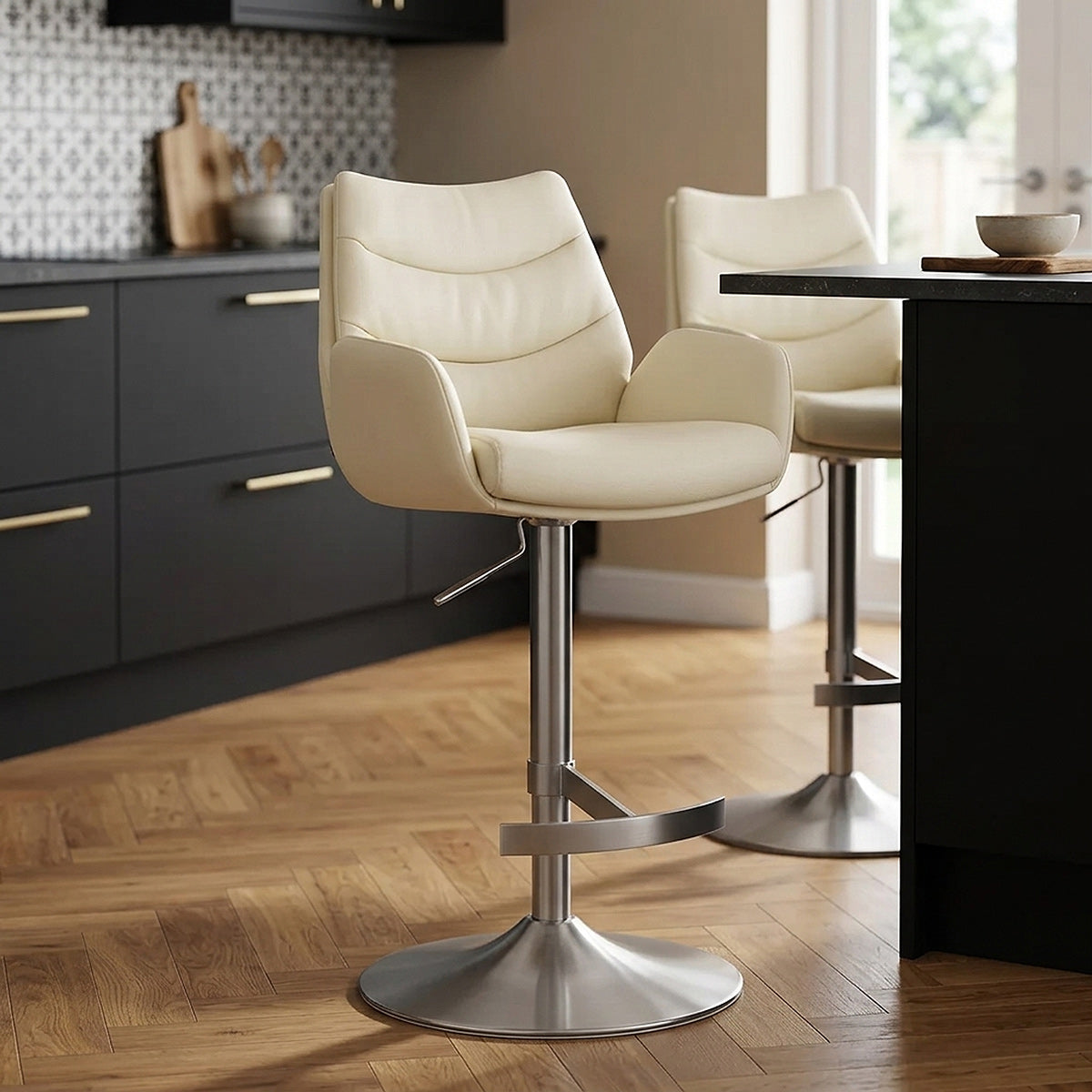 Seville Real Leather Brushed Stool Cream