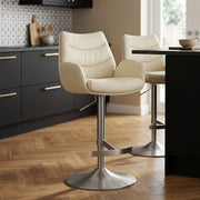 Seville Real Leather Brushed Stool Cream
