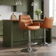 Seville Real Leather Brushed Stool Tan