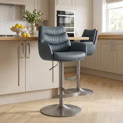 Seville Real Leather Graphite Stool Blue