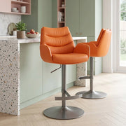 Seville Real Leather Graphite Stool Orange