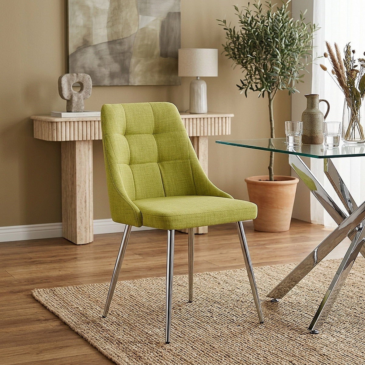 Shanghai Dining Chair Green Fabric
