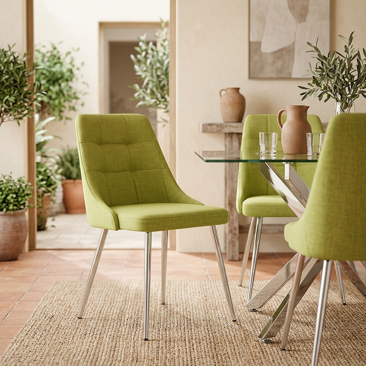 Shanghai Dining Chair Green Fabric
