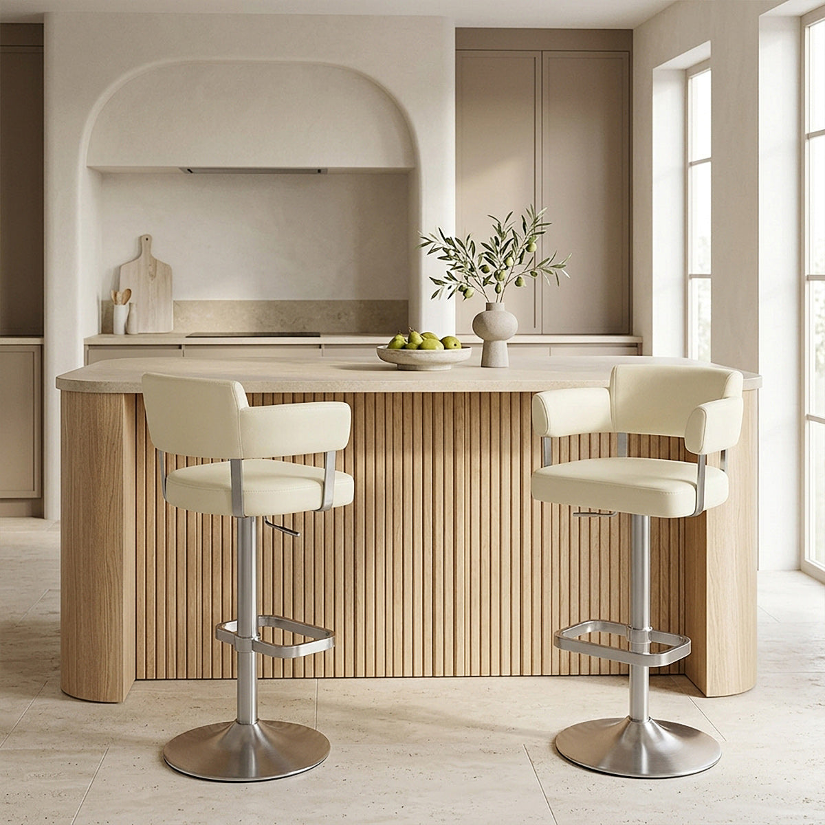 Sierra Bar Stool Cream Real Leather