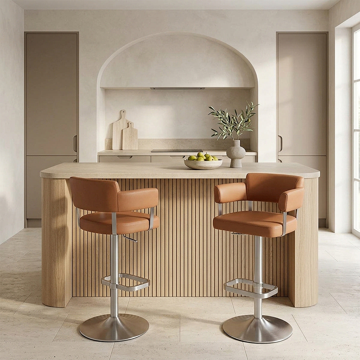 Sierra Bar Stool Tan Real Leather